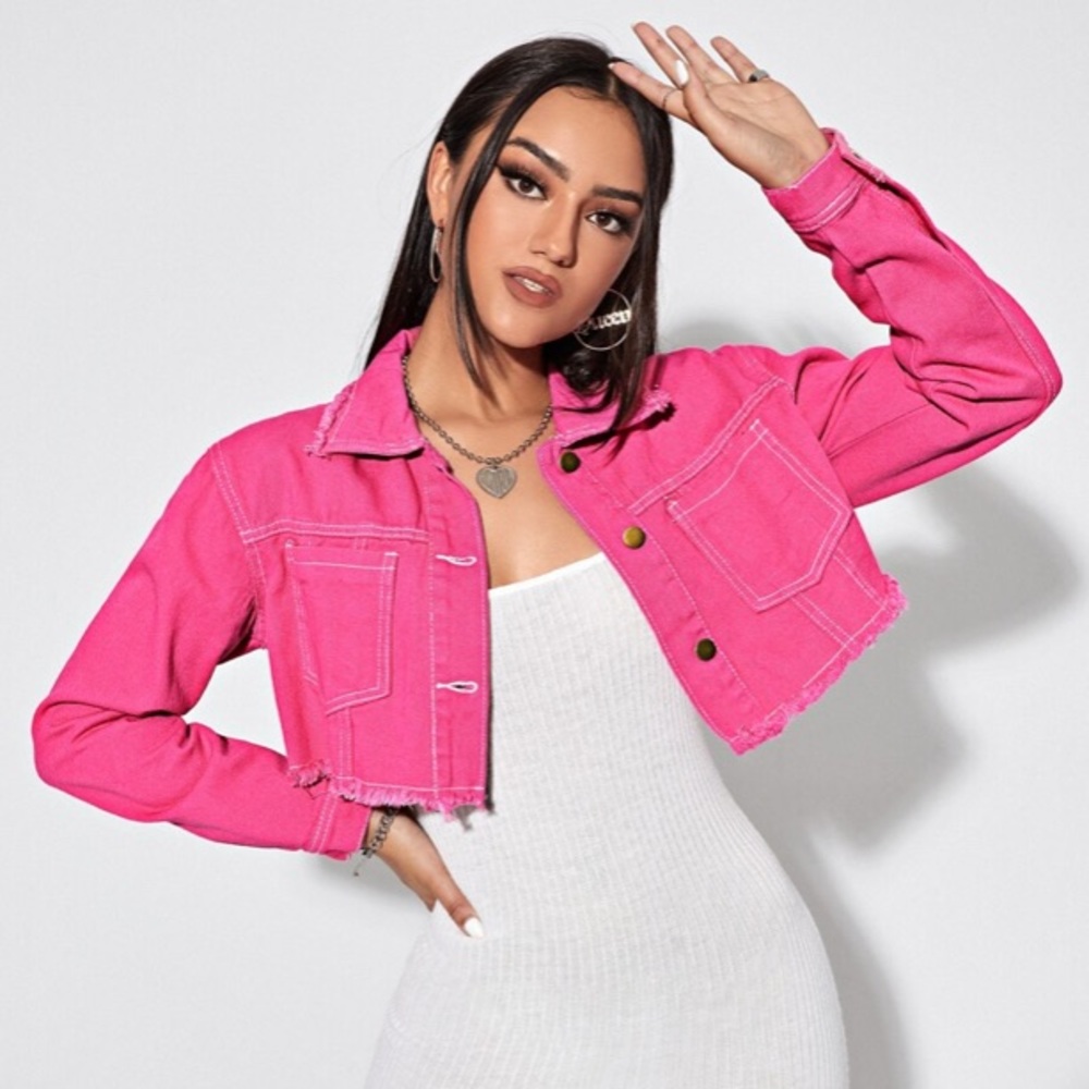 COPY - Boohoo Cropped Pink Denim Jacket